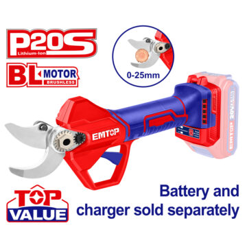 EMTOP BRUSHLESS ΚΛΑΔΕΥΤΗΡΙ Φ25mm ΜΠΑΤΑΡΙΑΣ ΛΙΘΙΟΥ 20V ELSL20258