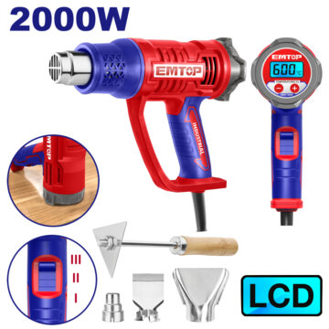 EMTOP ΠΙΣΤΟΛΙ ΘΕΡΜΟΥ ΑΕΡΑ 2000W ΜΕ ΡΥΘΜΙΣΗ ΘΕΡΜΟΚΡΑΣΙΑΣ ΕΩΣ 600°C ΚΑΙ LCD ΟΘΟΝΗ EHGN20056