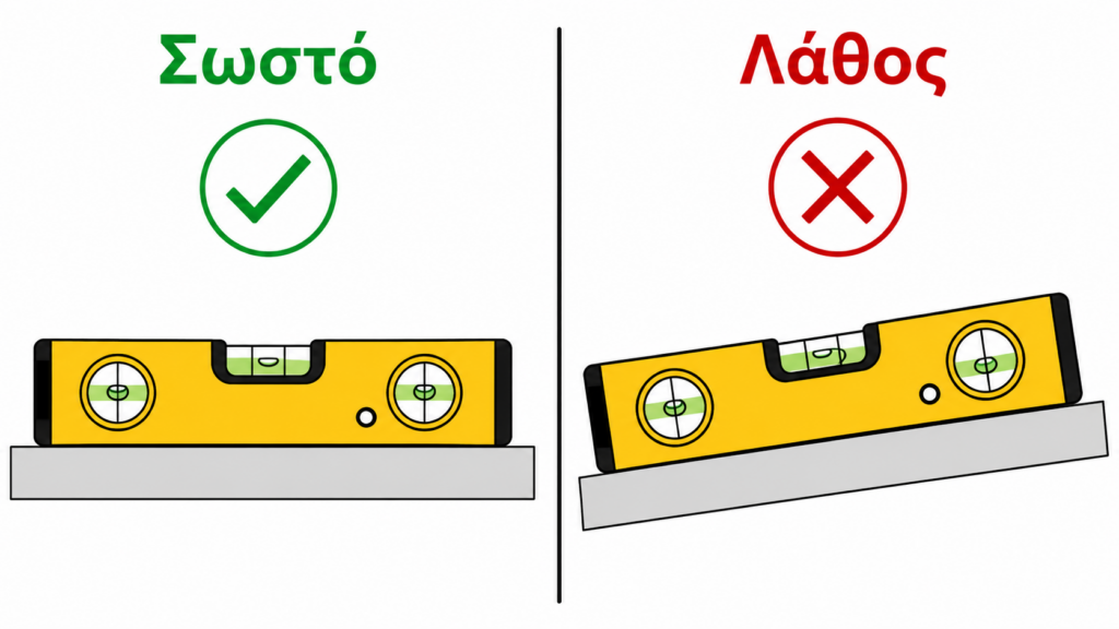 λάθος και σωστή χρήση αλφάδι ακρίβειας
