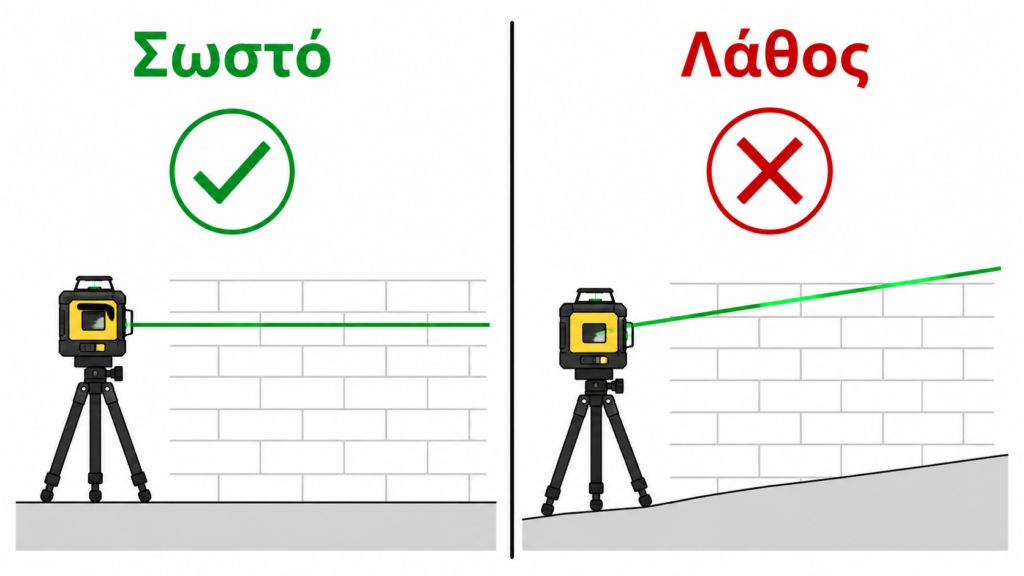 Λάθος και σωστή χρήση αλφάδι λέιζερ